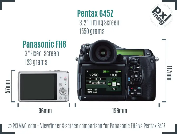 Panasonic FH8 vs Pentax 645Z Screen and Viewfinder comparison