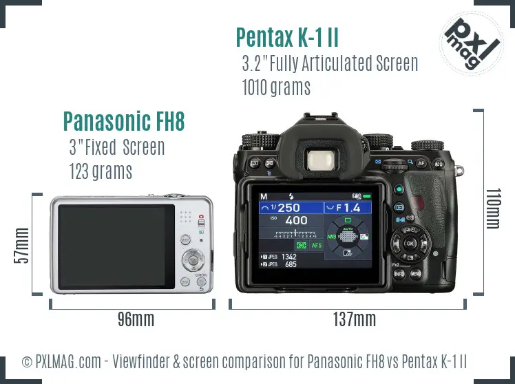 Panasonic FH8 vs Pentax K-1 II Screen and Viewfinder comparison