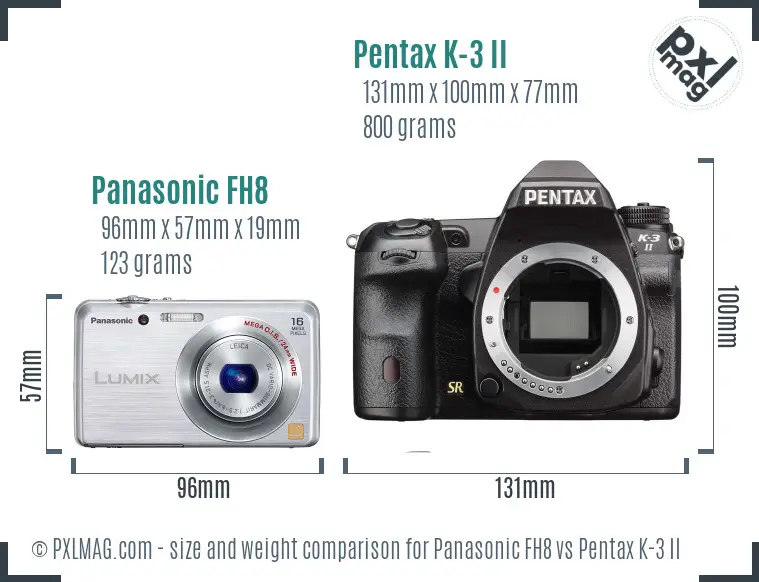 Panasonic FH8 vs Pentax K-3 II size comparison