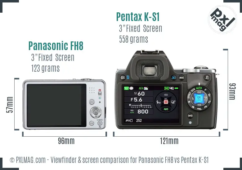 Panasonic FH8 vs Pentax K-S1 Screen and Viewfinder comparison