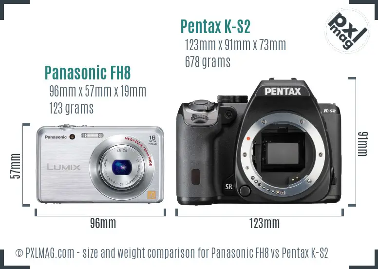 Panasonic FH8 vs Pentax K-S2 size comparison