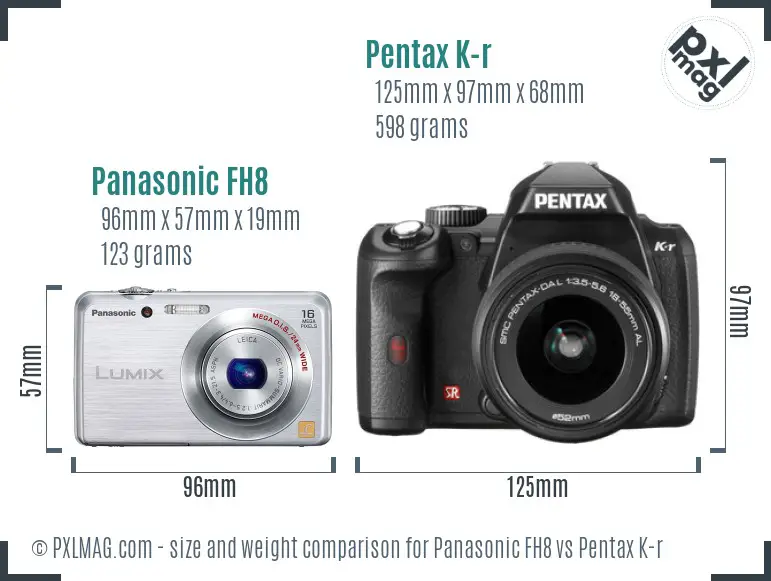 Panasonic FH8 vs Pentax K-r size comparison