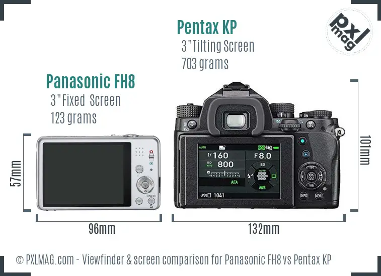 Panasonic FH8 vs Pentax KP Screen and Viewfinder comparison Panasonic FH8 vs Pentax KP Screen and Viewfinder comparison