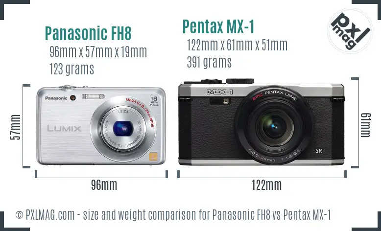 Panasonic FH8 vs Pentax MX-1 size comparison