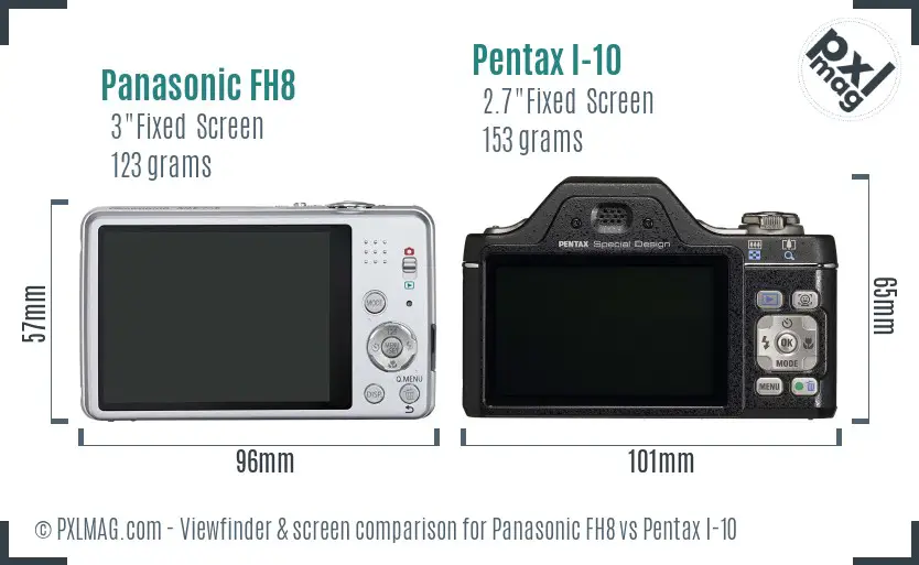 Panasonic FH8 vs Pentax I-10 Screen and Viewfinder comparison