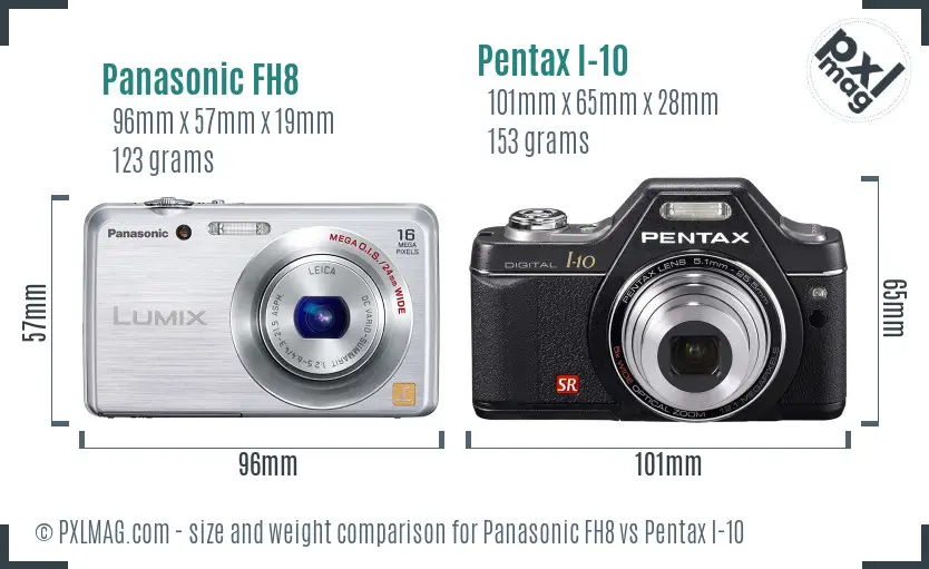 Panasonic FH8 vs Pentax I-10 size comparison