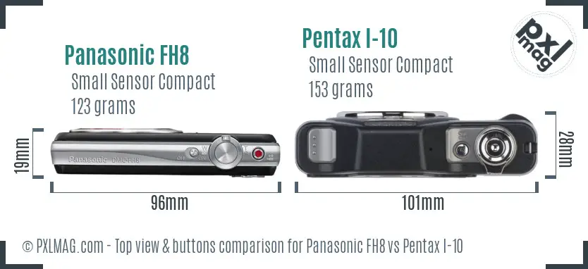 Panasonic FH8 vs Pentax I-10 top view buttons comparison