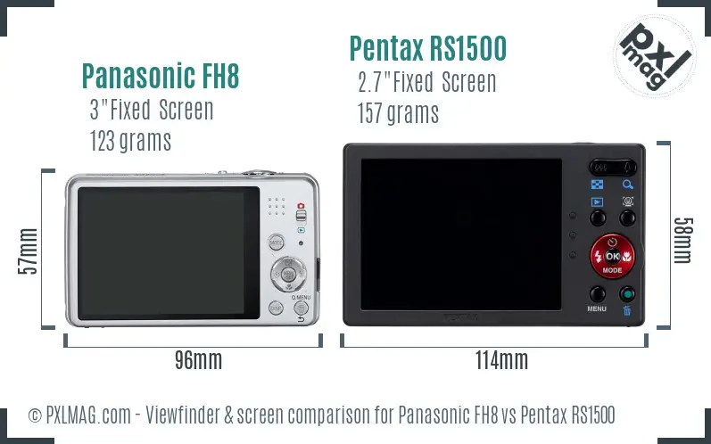 Panasonic FH8 vs Pentax RS1500 Screen and Viewfinder comparison