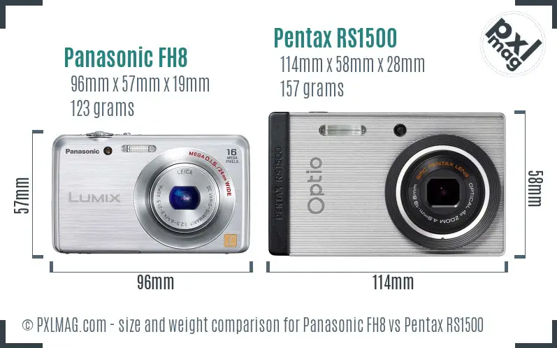 Panasonic FH8 vs Pentax RS1500 size comparison