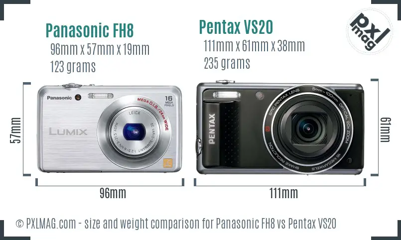 Panasonic FH8 vs Pentax VS20 size comparison