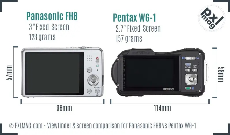 Panasonic FH8 vs Pentax WG-1 Screen and Viewfinder comparison