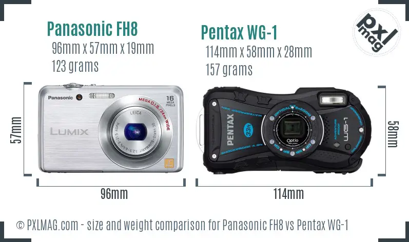 Panasonic FH8 vs Pentax WG-1 size comparison