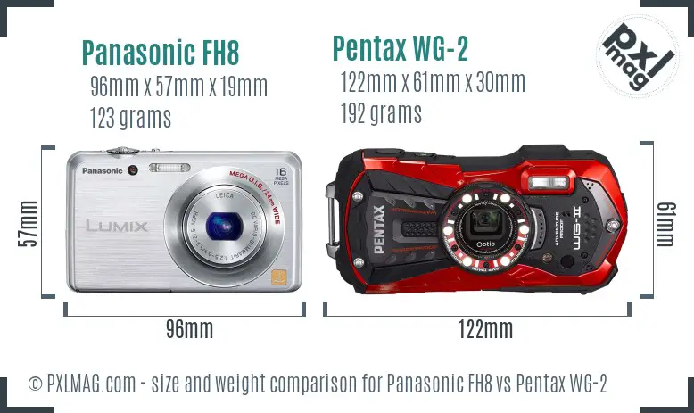 Panasonic FH8 vs Pentax WG-2 size comparison