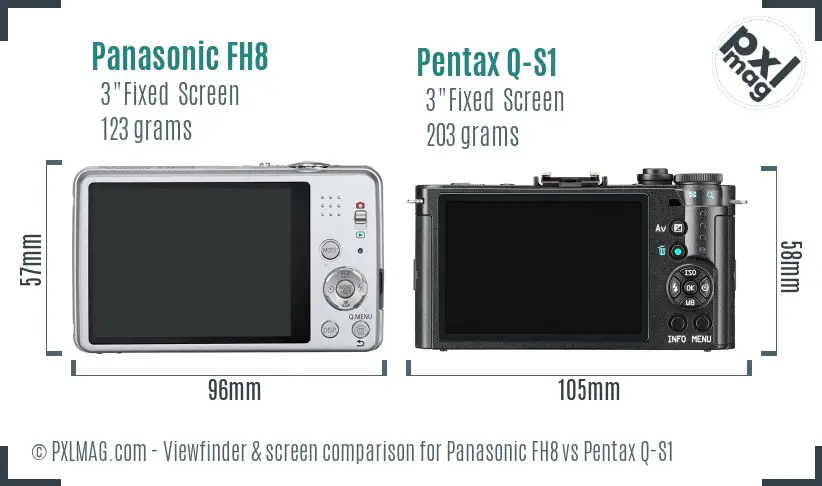 Panasonic FH8 vs Pentax Q-S1 Screen and Viewfinder comparison