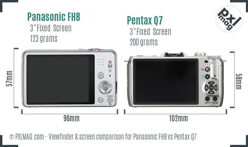 Panasonic FH8 vs Pentax Q7 Screen and Viewfinder comparison