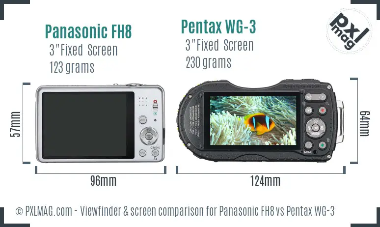 Panasonic FH8 vs Pentax WG-3 Screen and Viewfinder comparison