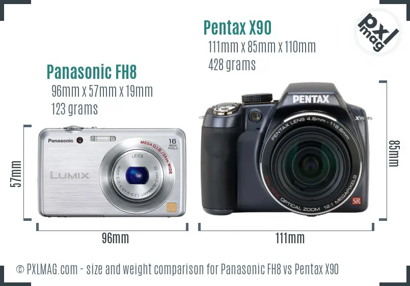 Panasonic FH8 vs Pentax X90 size comparison Panasonic FH8 vs Pentax X90 size comparison