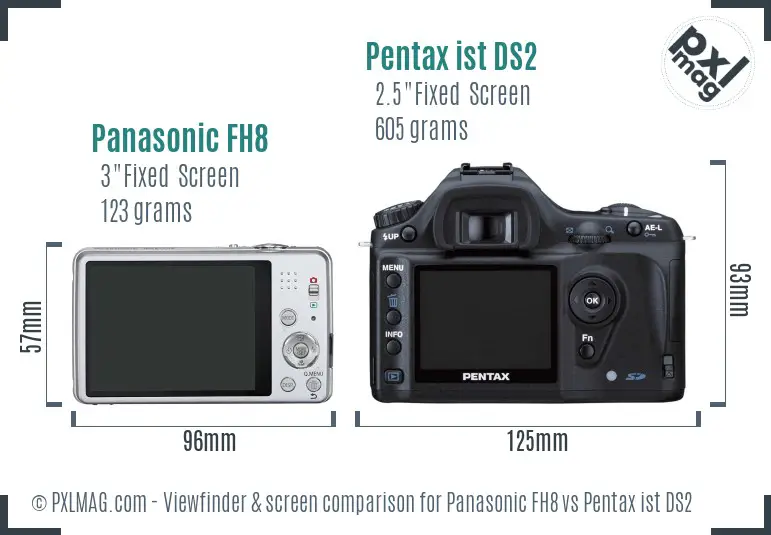 Panasonic FH8 vs Pentax ist DS2 Screen and Viewfinder comparison