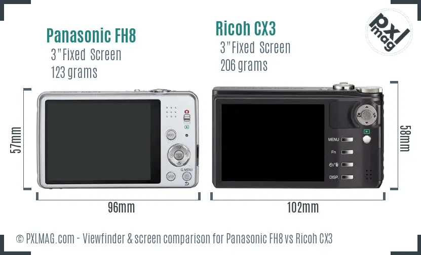 Panasonic FH8 vs Ricoh CX3 Screen and Viewfinder comparison Panasonic FH8 vs Ricoh CX3 Screen and Viewfinder comparison