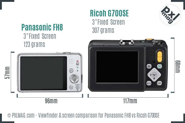Panasonic FH8 vs Ricoh G700SE Screen and Viewfinder comparison