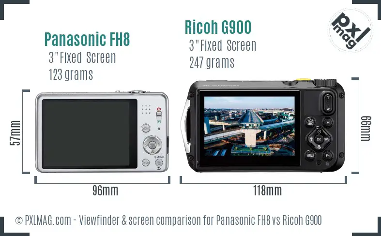 Panasonic FH8 vs Ricoh G900 Screen and Viewfinder comparison
