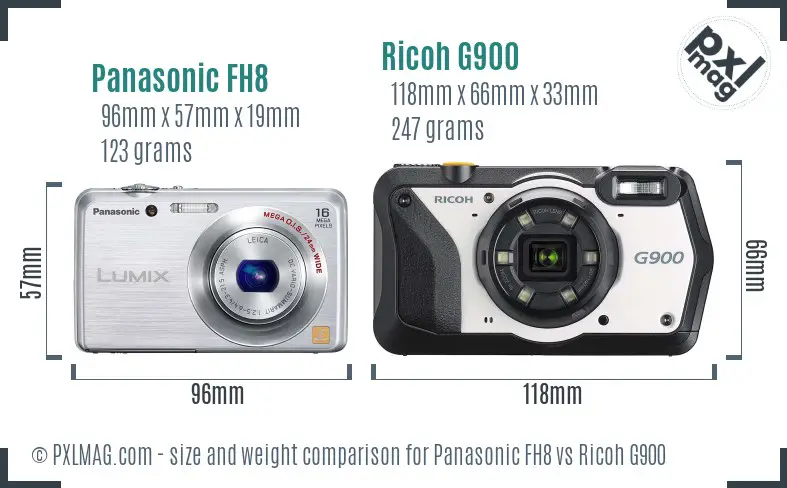 Panasonic FH8 vs Ricoh G900 size comparison