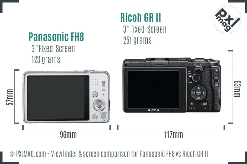 Panasonic FH8 vs Ricoh GR II Screen and Viewfinder comparison