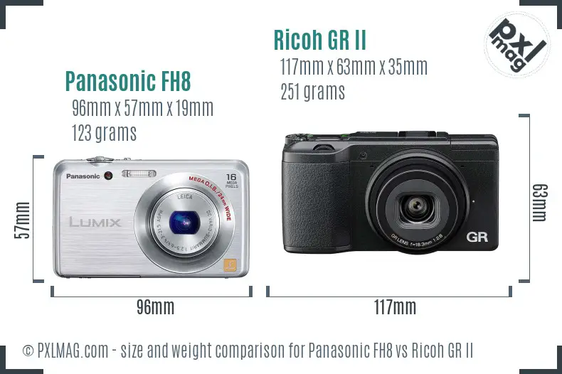 Panasonic FH8 vs Ricoh GR II size comparison