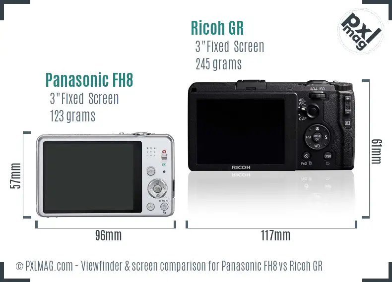 Panasonic FH8 vs Ricoh GR Screen and Viewfinder comparison Panasonic FH8 vs Ricoh GR Screen and Viewfinder comparison