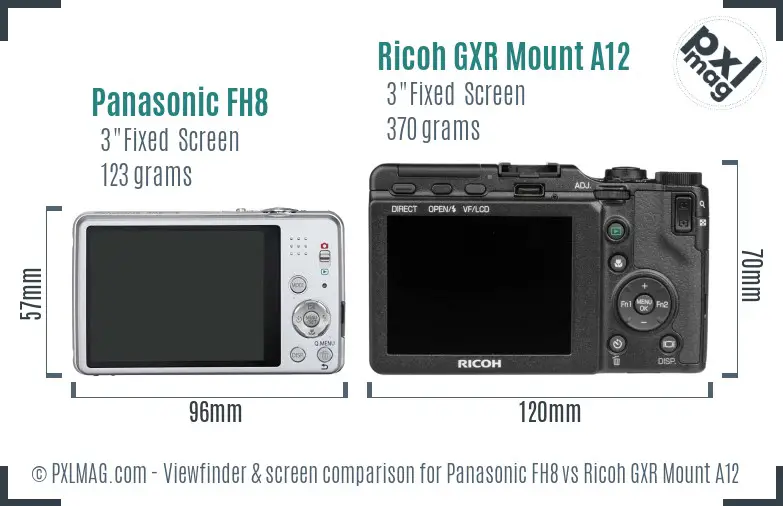 Panasonic FH8 vs Ricoh GXR Mount A12 Screen and Viewfinder comparison