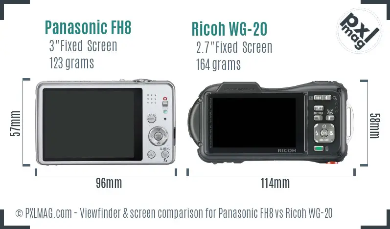 Panasonic FH8 vs Ricoh WG-20 Screen and Viewfinder comparison