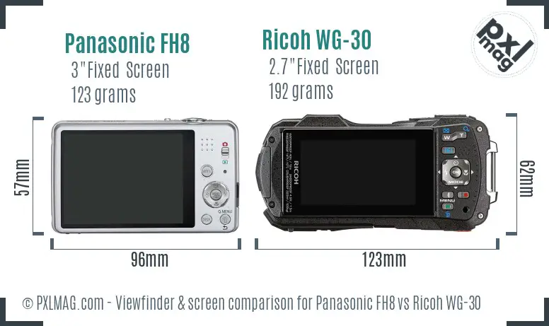 Panasonic FH8 vs Ricoh WG-30 Screen and Viewfinder comparison