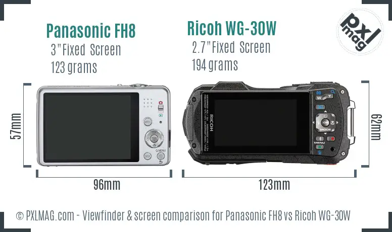 Panasonic FH8 vs Ricoh WG-30W Screen and Viewfinder comparison Panasonic FH8 vs Ricoh WG-30W Screen and Viewfinder comparison