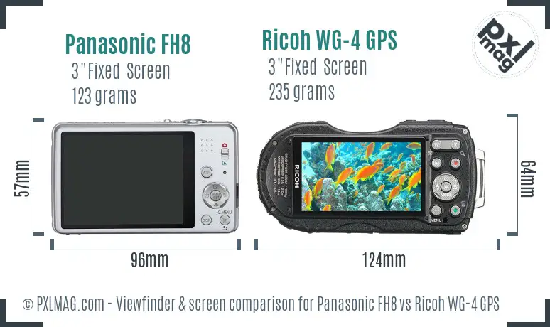Panasonic FH8 vs Ricoh WG-4 GPS Screen and Viewfinder comparison