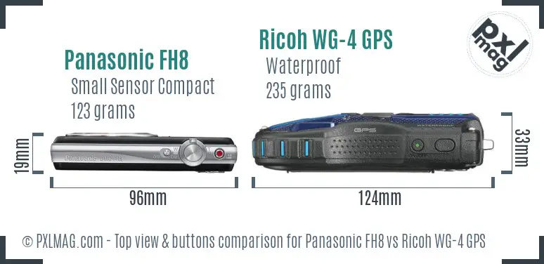 Panasonic FH8 vs Ricoh WG-4 GPS top view buttons comparison