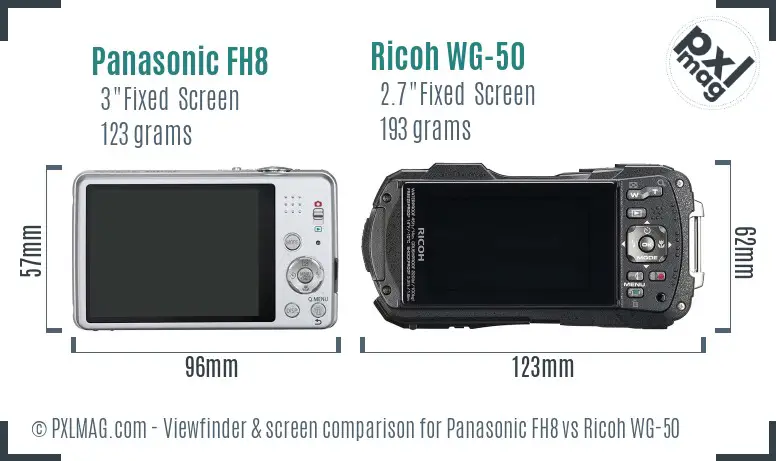 Panasonic FH8 vs Ricoh WG-50 Screen and Viewfinder comparison