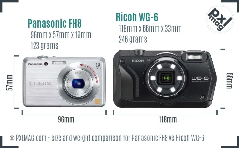 Panasonic FH8 vs Ricoh WG-6 size comparison