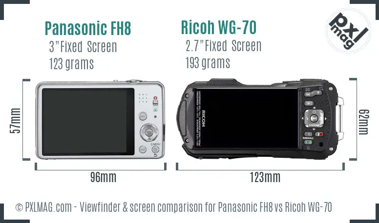 Panasonic FH8 vs Ricoh WG-70 Screen and Viewfinder comparison Panasonic FH8 vs Ricoh WG-70 Screen and Viewfinder comparison