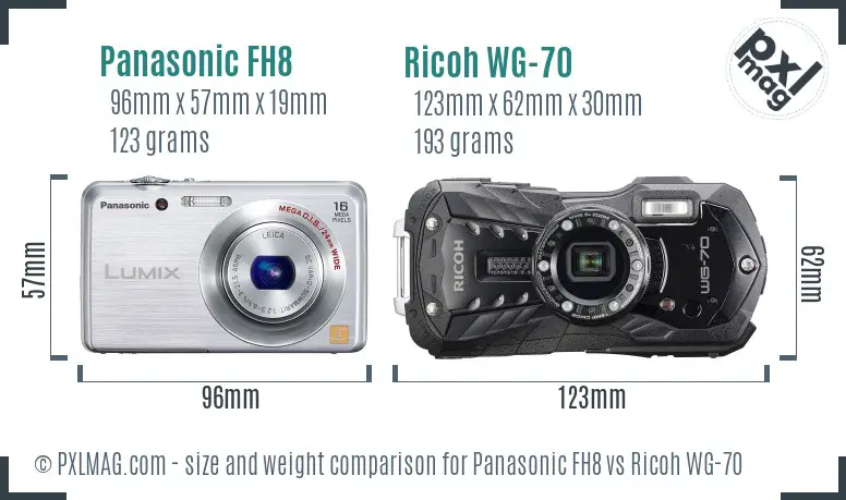 Panasonic FH8 vs Ricoh WG-70 size comparison Panasonic FH8 vs Ricoh WG-70 size comparison