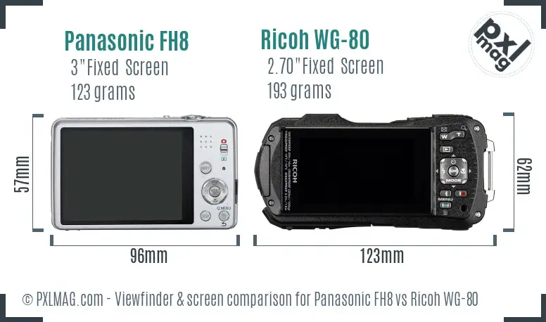 Panasonic FH8 vs Ricoh WG-80 Screen and Viewfinder comparison Panasonic FH8 vs Ricoh WG-80 Screen and Viewfinder comparison