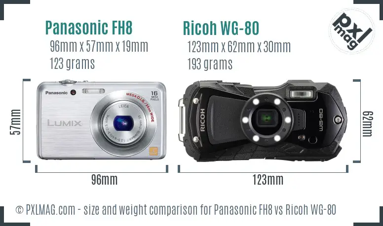 Panasonic FH8 vs Ricoh WG-80 size comparison Panasonic FH8 vs Ricoh WG-80 size comparison