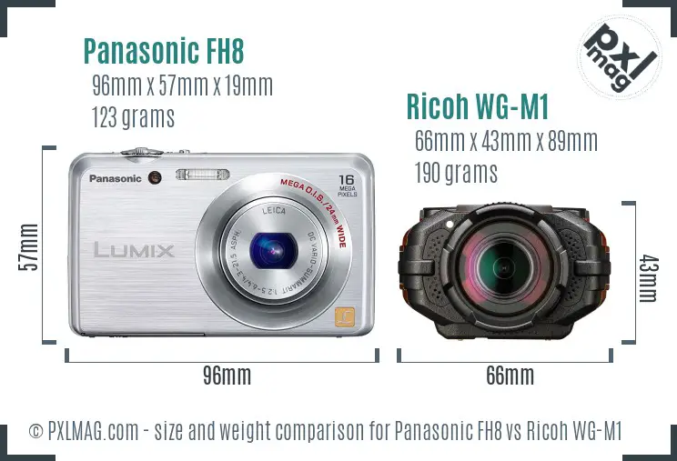 Panasonic FH8 vs Ricoh WG-M1 size comparison Panasonic FH8 vs Ricoh WG-M1 size comparison