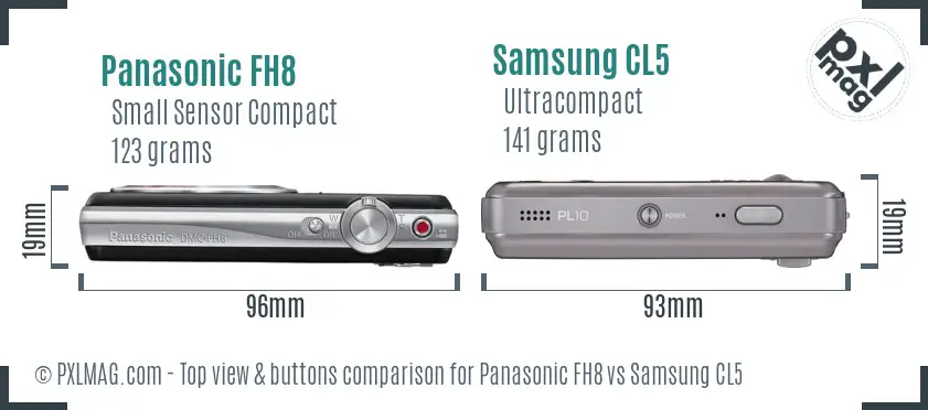 Panasonic FH8 vs Samsung CL5 top view buttons comparison