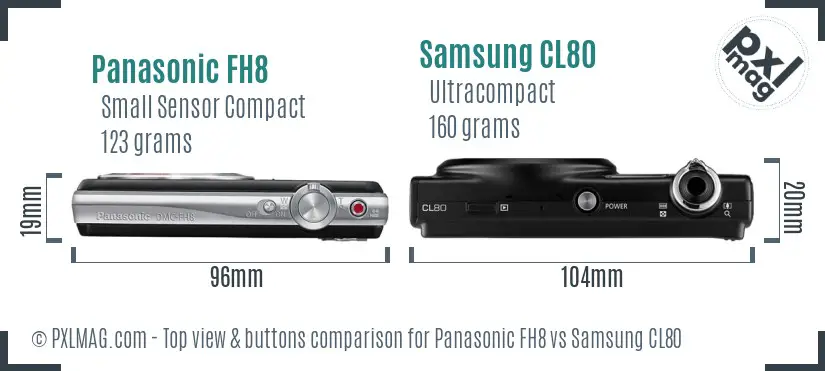 Panasonic FH8 vs Samsung CL80 top view buttons comparison