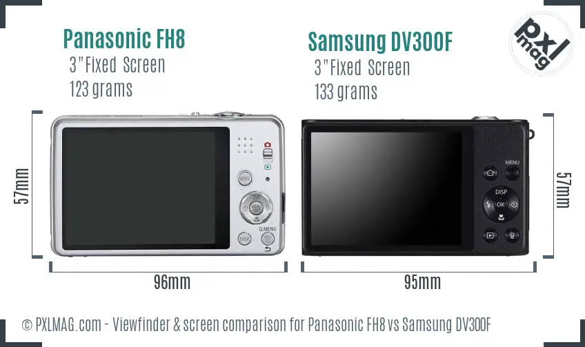 Panasonic FH8 vs Samsung DV300F Screen and Viewfinder comparison
