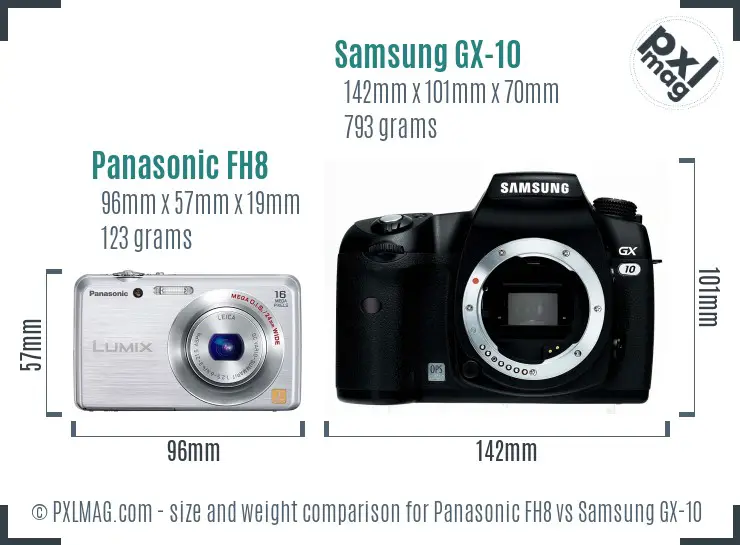 Panasonic FH8 vs Samsung GX-10 size comparison