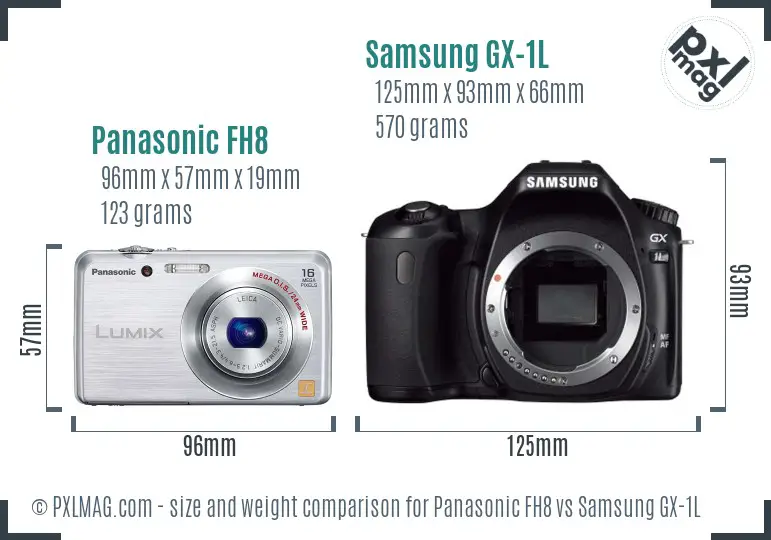 Panasonic FH8 vs Samsung GX-1L size comparison