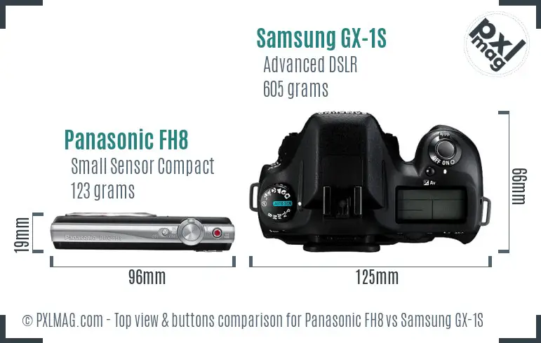 Panasonic FH8 vs Samsung GX-1S top view buttons comparison
