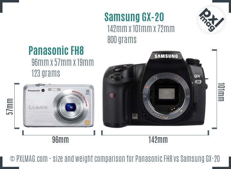 Panasonic FH8 vs Samsung GX-20 size comparison