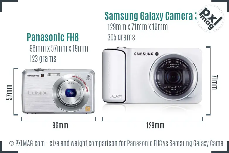 Panasonic FH8 vs Samsung Galaxy Camera 3G size comparison